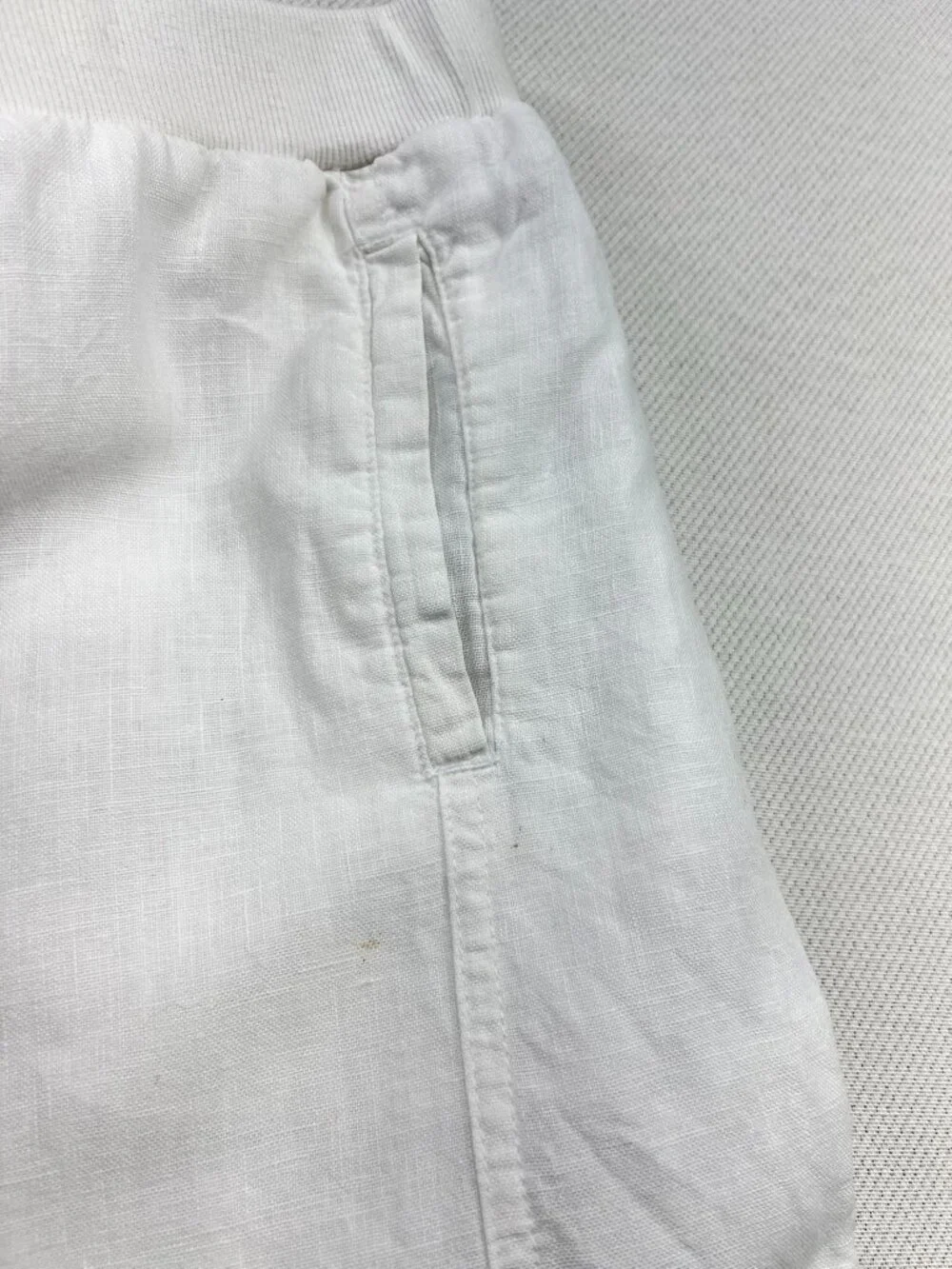 JM Collection Women's Linen Wide-Leg Crop Pants Drawstring Waist Size 18 White